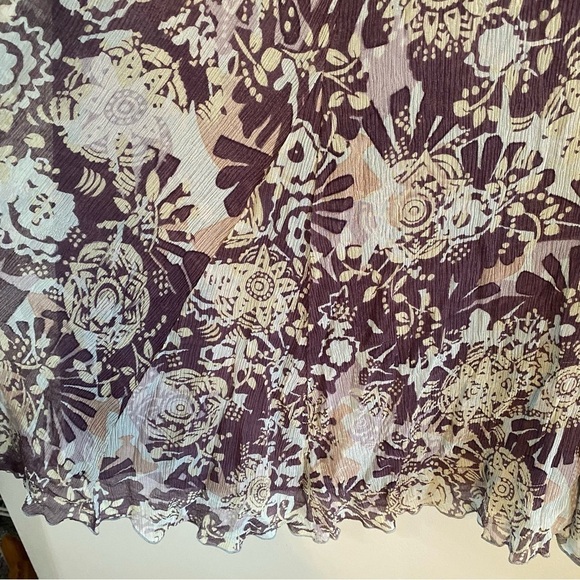 Cabi Vintage silk Boho purple floral maxi Skirt large - Picture 6 of 7